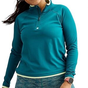 TEK GEAR Teal quarter-zip athletic top lime green trim size 2X